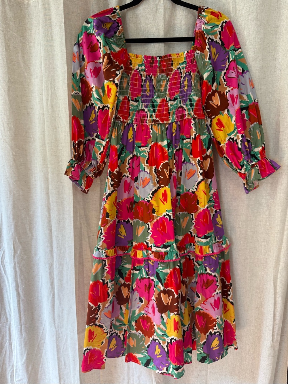 CROSBY by Mollie Burch Multicolor Floral Smocked Midi Dress